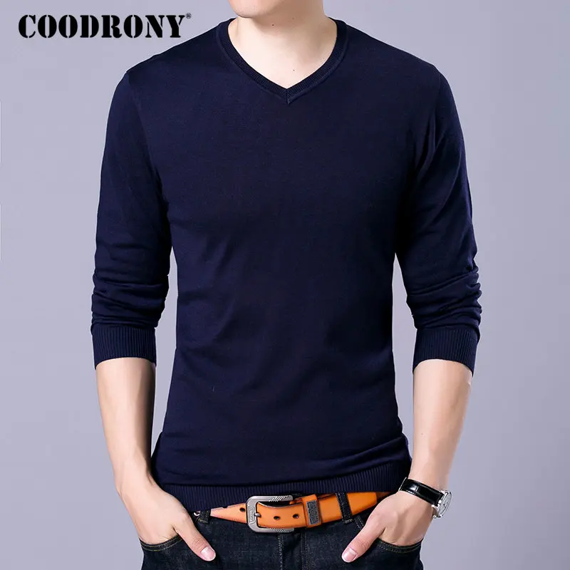 COODRONY Brand Sweater Men Knitwear Pull Homme Streetwear Classic Casual V-Neck Pullover Men Autumn Winter Woolen Sweaters 91054