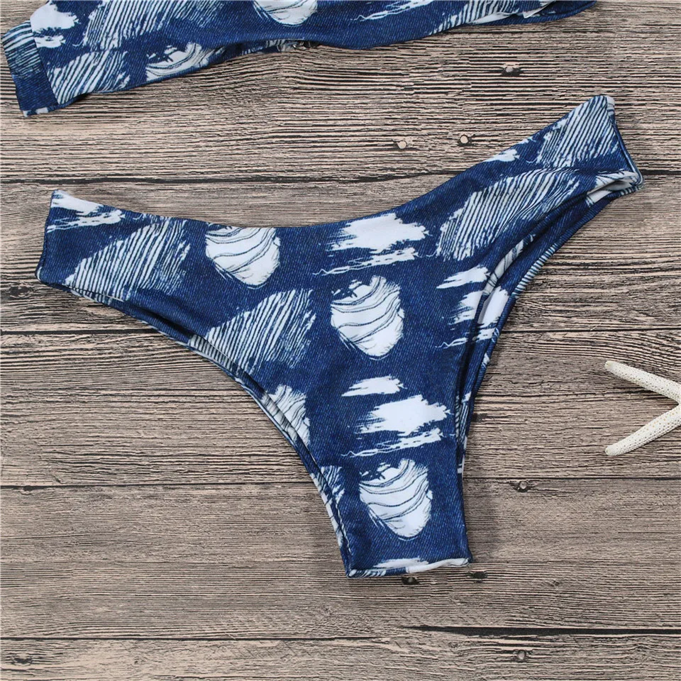 Принт комплект бикини Мягкий bikiniwomen's бразильский купальник push up для женщин