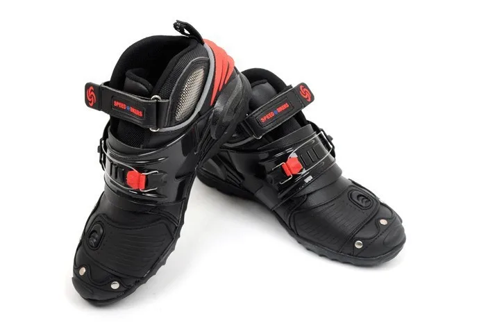 Новый стиль Летние мотоботы скоростные байкеры из микрофибры кожаные гоночные