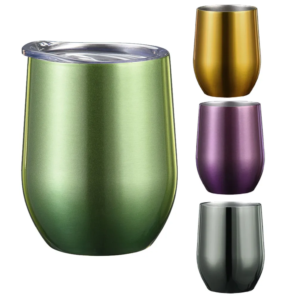 9 oz UV покрытие Сталь Stemless Стекло Нержавеющая сталь стакан с крышкой для Кофе