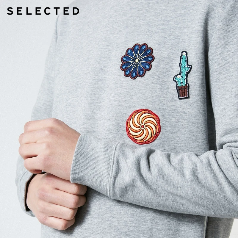 Отборные мужские весенние хлопчатобумажные вышитые Свободный крой круглый