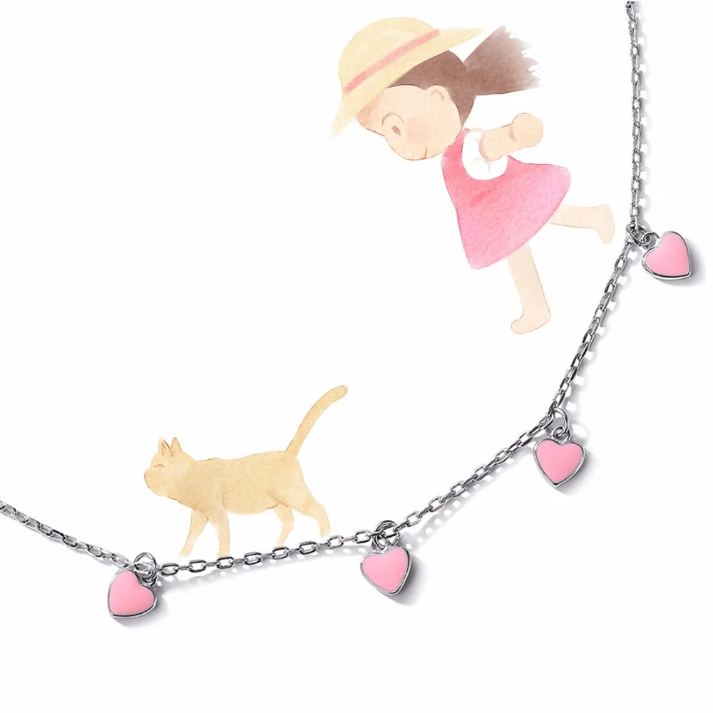 SILVERCUTE/розовые ножные браслеты «сердце» для женщин, из чистого серебра 925 пробы, летние ювелирные изделия, очаровательный браслет на ногу, подарок SCA6317B