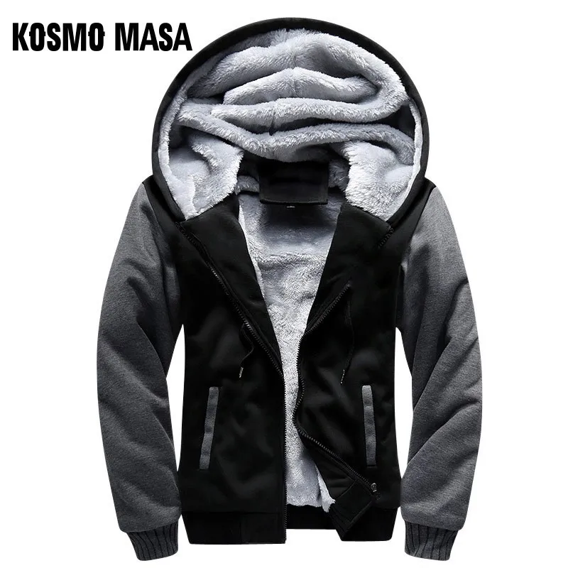KOSMO MASA, флисовые толстые толстовки на молнии, мужские толстовки с капюшоном и длинными рукавами, Мужская Уличная верхняя одежда, толстовки для мужчин MHS073