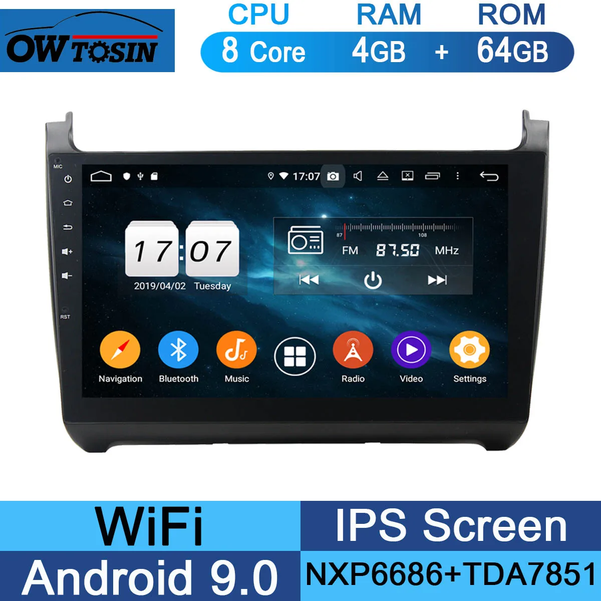 64G 10," ips 8Core Android 9,0 4G ram+ 64G rom автомобильный проигрыватель с радио и GPS для Volkswagen VW Polo 2012 2013 DSP CarPlay - Цвет: 64G