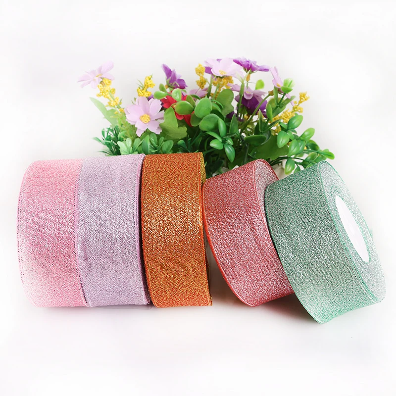 25 ярдов 7 цветов Блестящая лента металлический блеск свадебное Рождественское