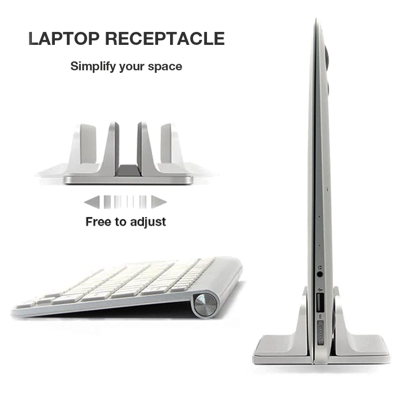 

Free Ship Aluminum Vertical Stand for Laptop MacBook Pro/Air Thickness Adjustable Desktop NoteBooks Holder Erected Space-saving