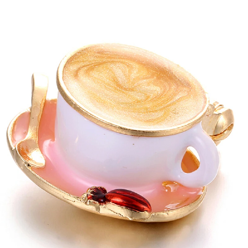 Модная эмалированная брошь в форме кофейной чашки ложка диска Броши Булавки для