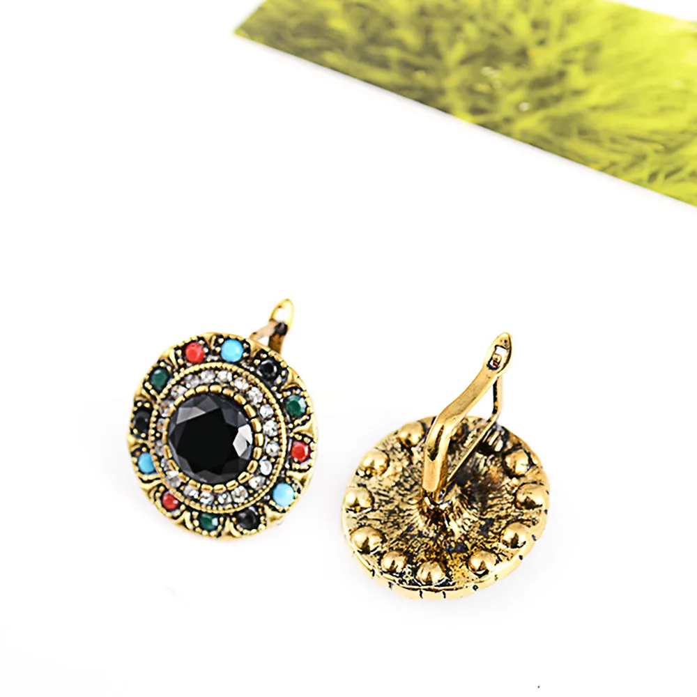 Винтажные разноцветные очаровательные серьги-гвоздики из смолы в этническом