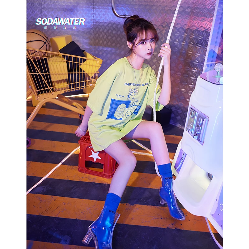 SODAWATER Girl коллекция 2019 уличная одежда футболка с принтом летняя стильная