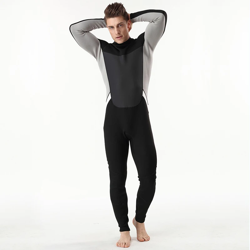 Мужской гидрокостюм 2 мм Премиум неопрен гибкий черный серый купальник для
