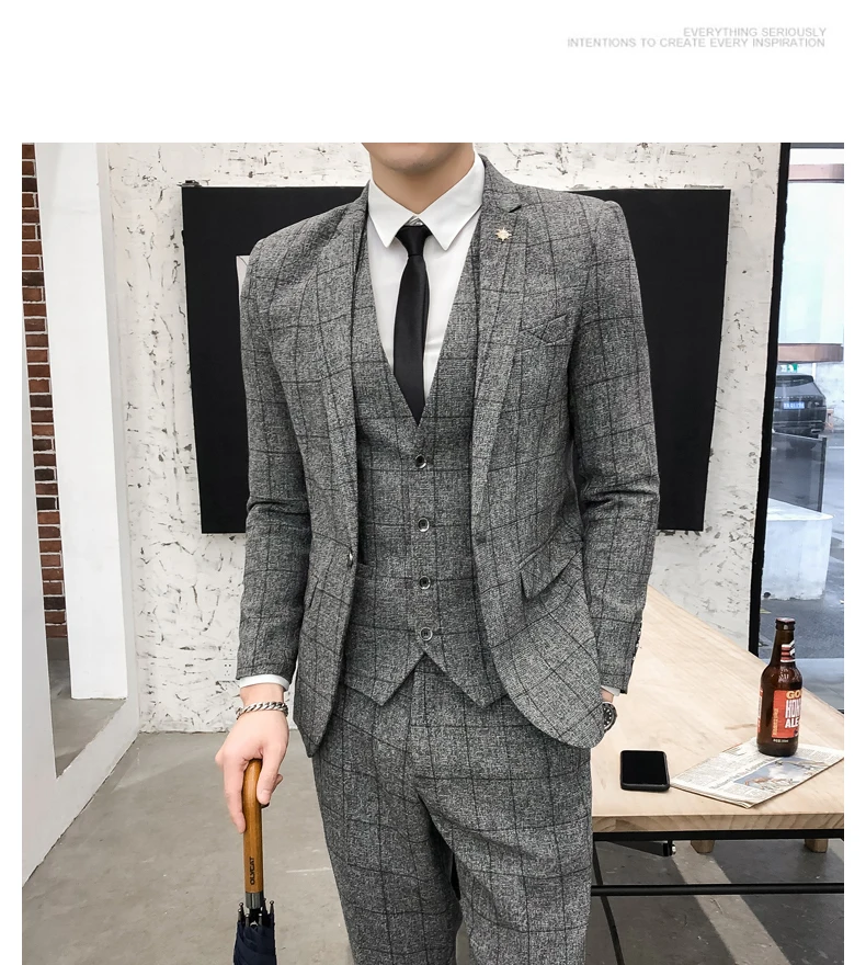 Винтажные клетчатые костюмы, серые винтажные костюмы, мужские пиджаки для ужина, мужские костюмы в британском стиле, приталенный мужской костюм Terno