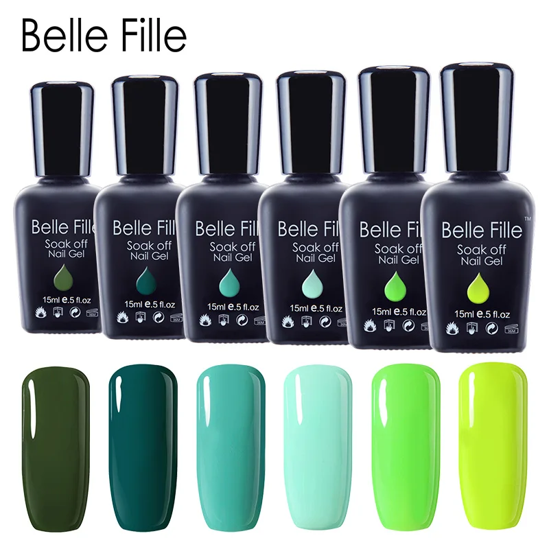 Belle Fille гель для ногтей зеленая серия УФ маникюрный лак Макияж Украшение дизайн