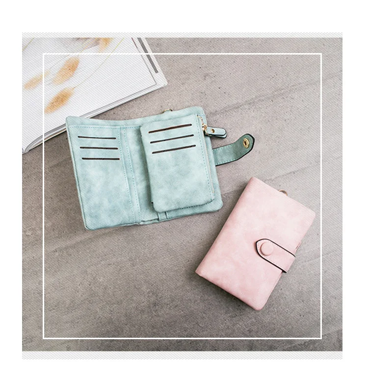 Женский кожаный бумажник, матовый кошелек, короткий, Cartera Mujer, милый, три раза, много карт, женский кошелек