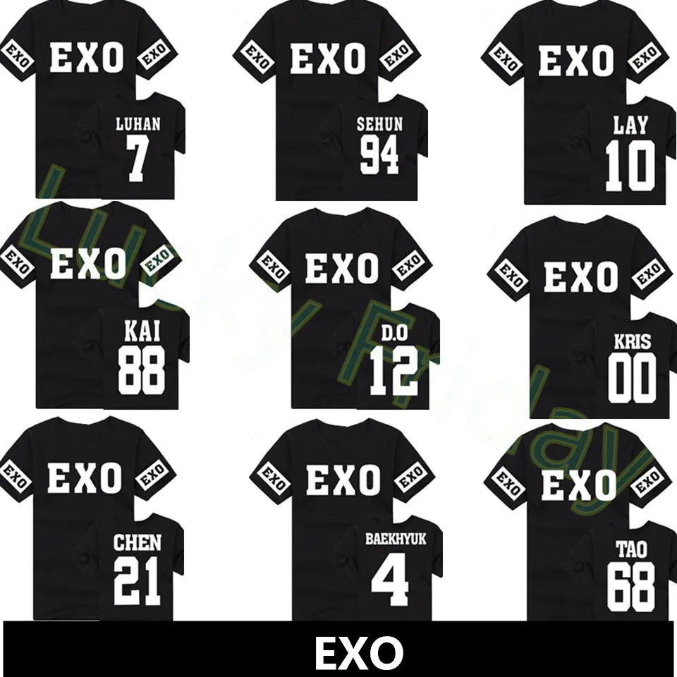 

Kpop EXO Kay Sehun Xiumin Baekhyun Terra Sticker T-shirt Women Tshirt EXO Harajuku EXO Fans Top Tee Shirt Homme