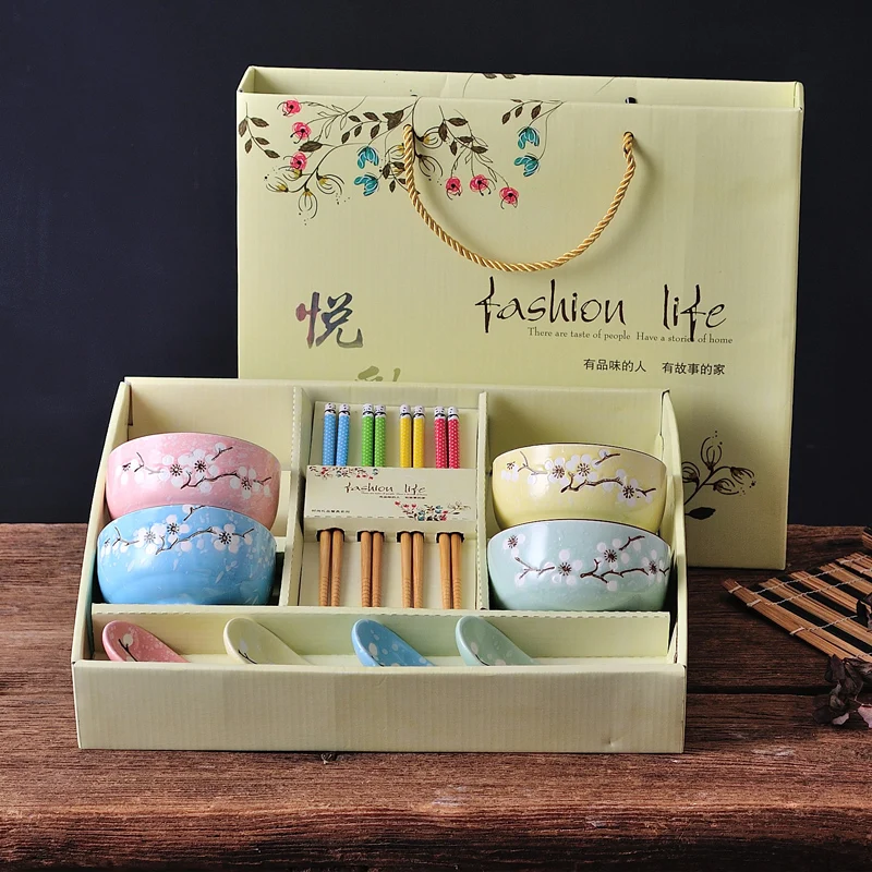 Креативная керамическая чаша домашняя посуда 4 чаши китайский подарок набор