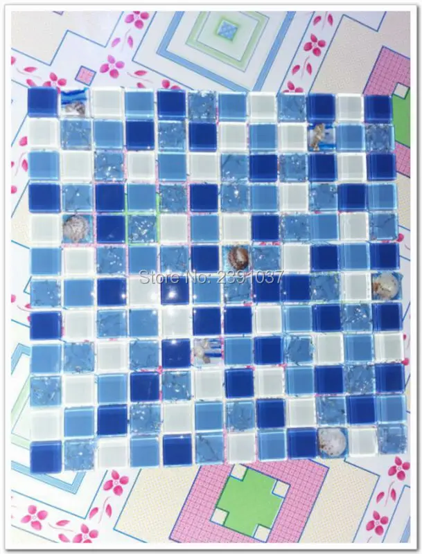 1 коробка (11 листов) Совершенно новая синяя стеклянная мозаика Хрустальное стекло