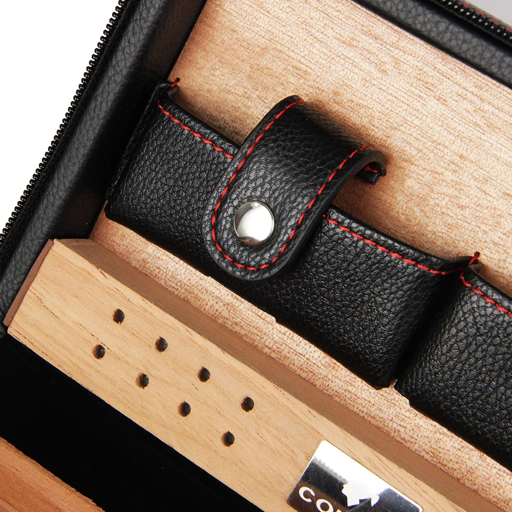 COHIBA черная Коричневая кожа с внутренней отделкой из кедра портсигар чехол Humidor