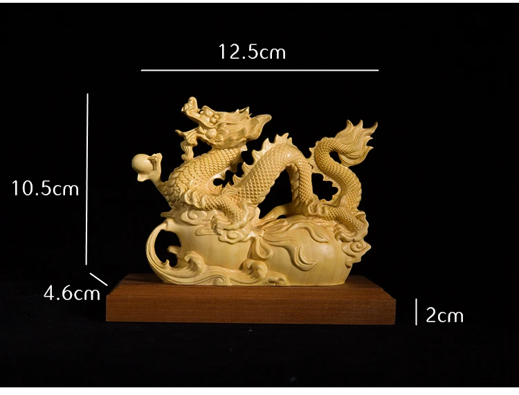 

China lucky dragon statue Fu Lu animal sculpture wood carving Chinese home furnishings solid wooden carvings