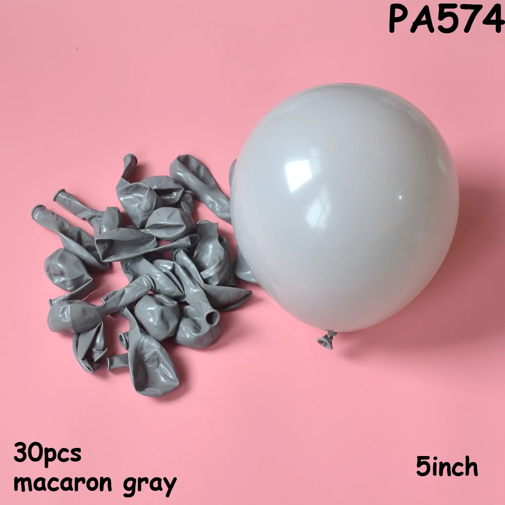 PA574 macaron gary 30 шт Мини Пастельные латексные шары " Ассорти Макарон конфетных цветов вечерние шары для свадьбы Дети День рождения Декор шар в форме арки - Цвет: PA574 macaron gary