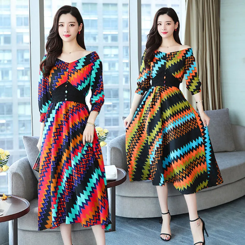 2019 корейский стиль Женская одежда в винтажном стиле пляжные летние миди-платья