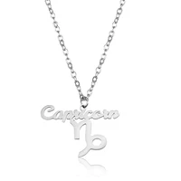 letter capricorn stainless steel zodiac necklace sign constellation signs pendant necklaces for women 12 constellation jewelry