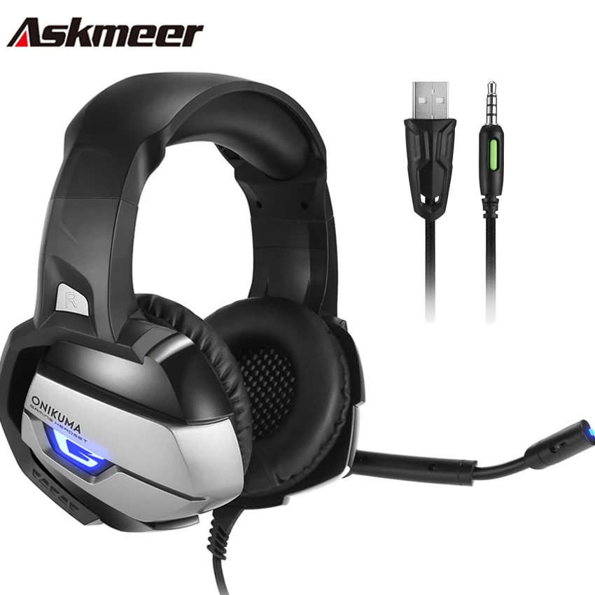 Askmeer PS4 стерео игровая гарнитура с микрофоном для игр глубокий бас Игровые