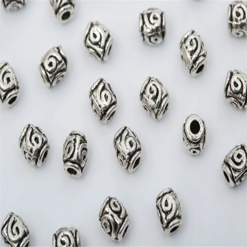 100Pcs-6mm x 5mm 27 стилей тибетская серебряная трубка металлические бусины Spacer Бусины для самостоятельного изготовления украшений трубки Подвески для изготовления ювелирных изделий 20/50/100 шт - Цвет: 100Pcs-6mm x 5mm