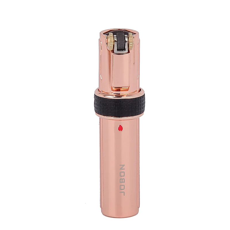 rose gold Зажигалка для сигар шлифовальный круг кремневая надувная ветрозащитная Зажигалка для наружного барбекю с подарочной коробкой без газа - Цвет: rose gold