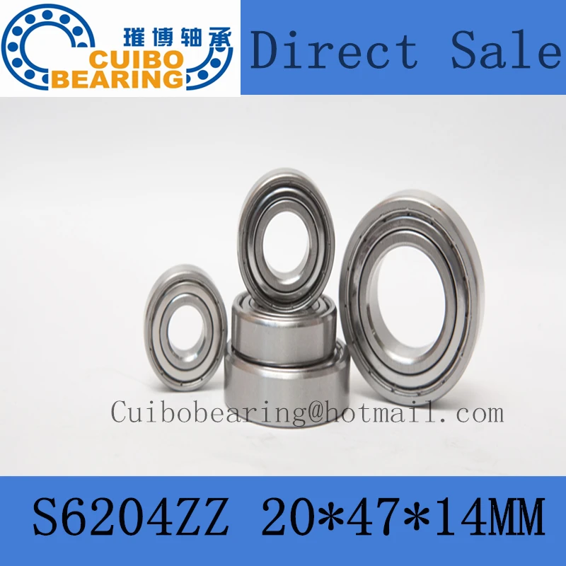 

Stainless steel deep groove ball bearings S6204ZZ S6204 2RS Size:20*47*14 mm