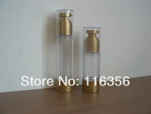 30 мл Золотая безвоздушная бутылка насоса или лосьона флакон для эфирных