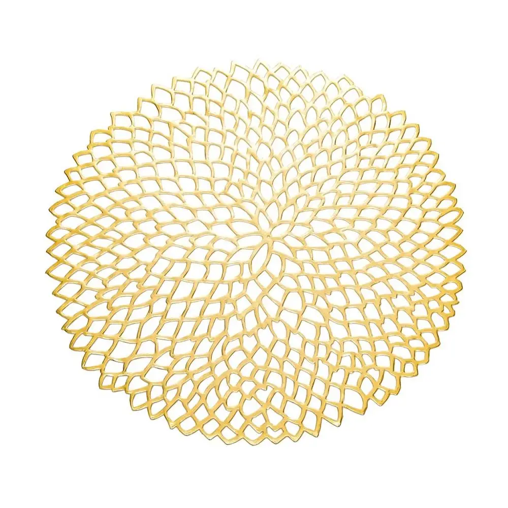 Gold Lotus Креативные столовые приборы коврики подставки Лотос с выемками заколка салфетка под тарелку с лиственным рисунком моделирование завод ПВХ чашки Кофе настольные коврики для кухни домашний декор - Цвет: Gold Lotus