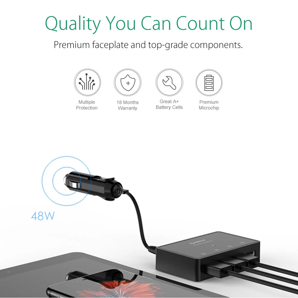 Автомобильное зарядное устройство ORICO 36 Вт 4 порта адаптер для Android iphone ipad