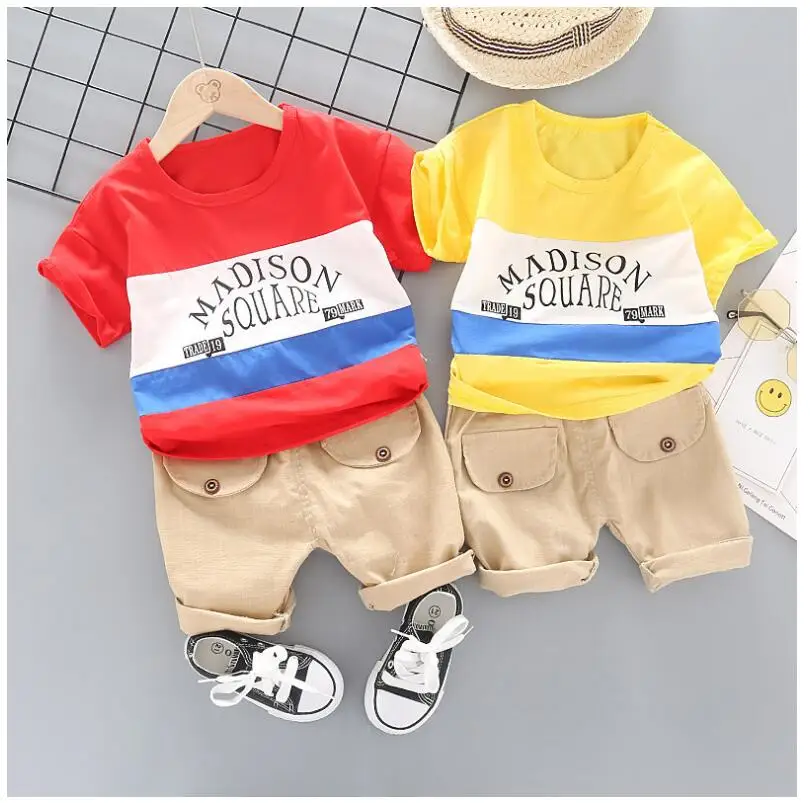 Комплекты летней одежды для маленьких мальчиков и девочек костюмы малышей