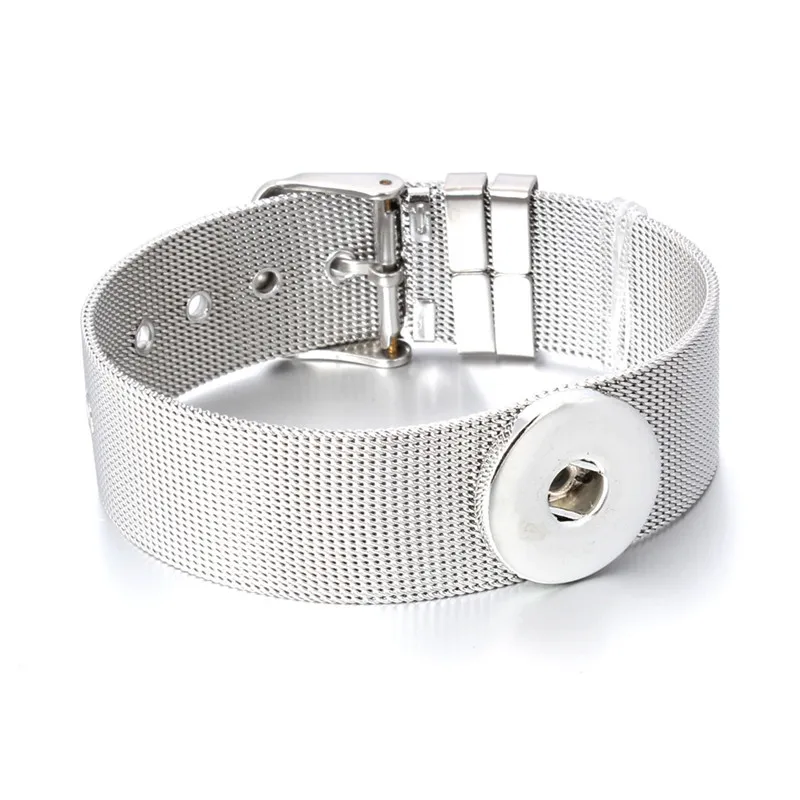 Унисекс Горячая Сменные оснастки ювелирные изделия Pulseras 18 мм защелки кнопочный браслет из нержавеющей стали браслеты для женщин мужчин ZE316 - Окраска металла: 1