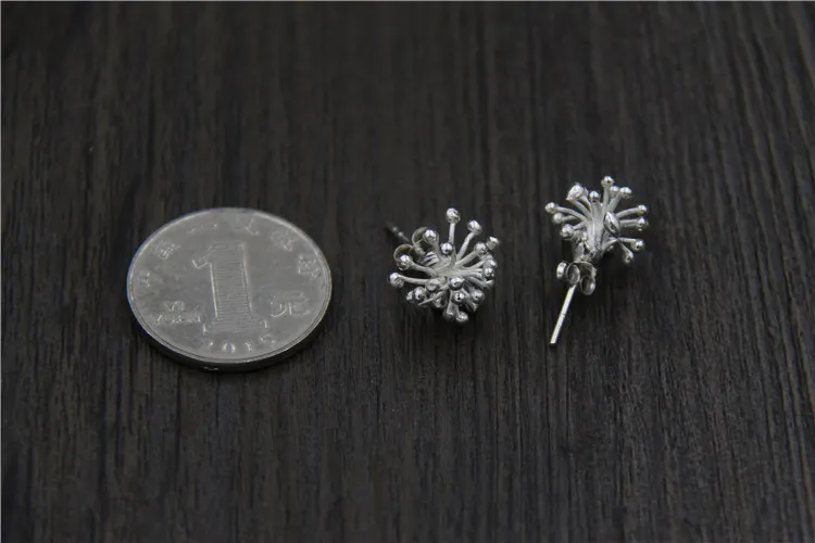 S925 sterling silver dandelion fashion personality earrings plain simple female Thai handmade | Украшения и аксессуары