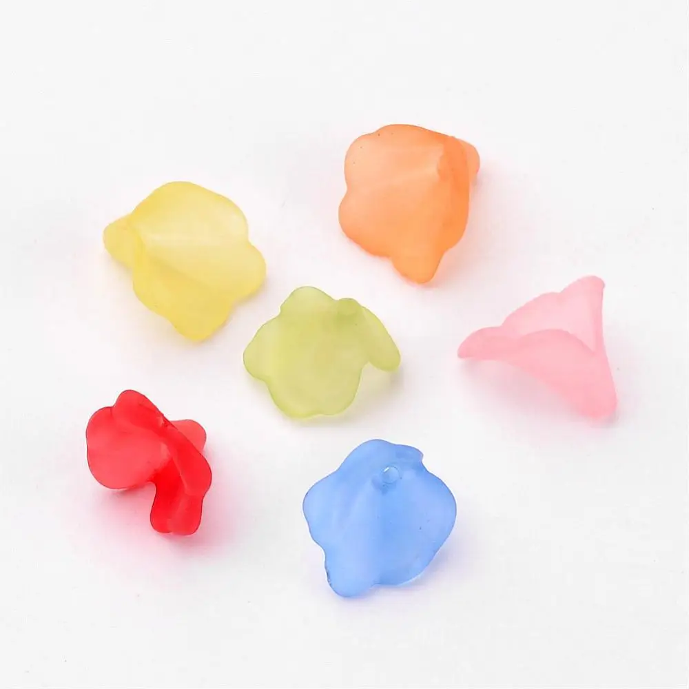 Transparent Acrylic Beads Dyed Frosted Flower Mixed Color about 9~10mm long wide hole: 1mm 3500pcs/500g | Украшения и аксессуары