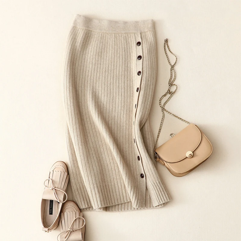 Осень зима сексуальные шикарные юбки карандаш юбка на пуговицах из 100% чистого