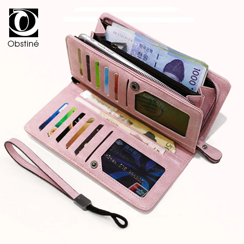 Женский кожаный кошелек из нубука роскошный брендовый Кошелек для монет клатч с 2