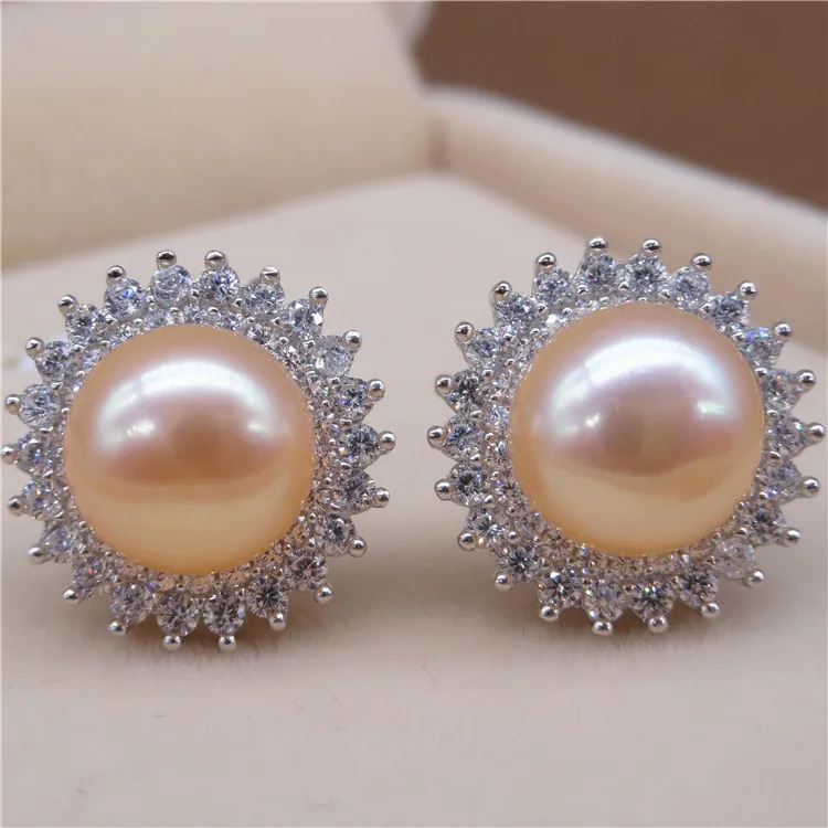 Женские серьги гвоздики из натурального жемчуга Eternal подарок стерлингового