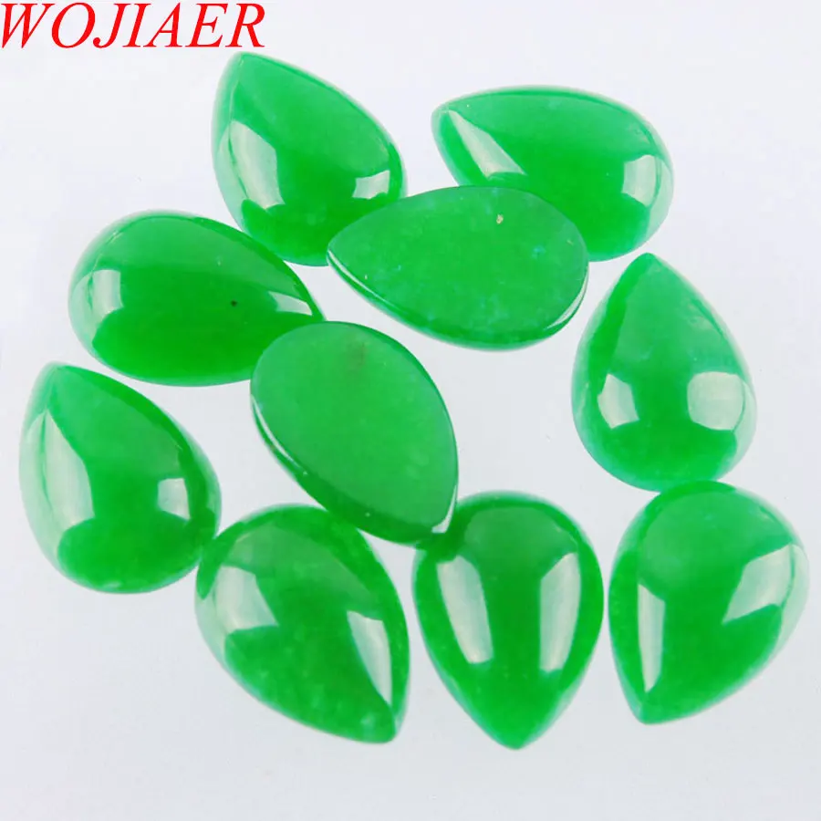 Green Jade PU3042 WOJIAER натуральный драгоценный Камень Каплевидный Кабошон не просверленное отверстие кабина 13x18x6 мм Изготовление ювелирных изделий 10 шт. PBU303 - Цвет: Green Jade PU3042