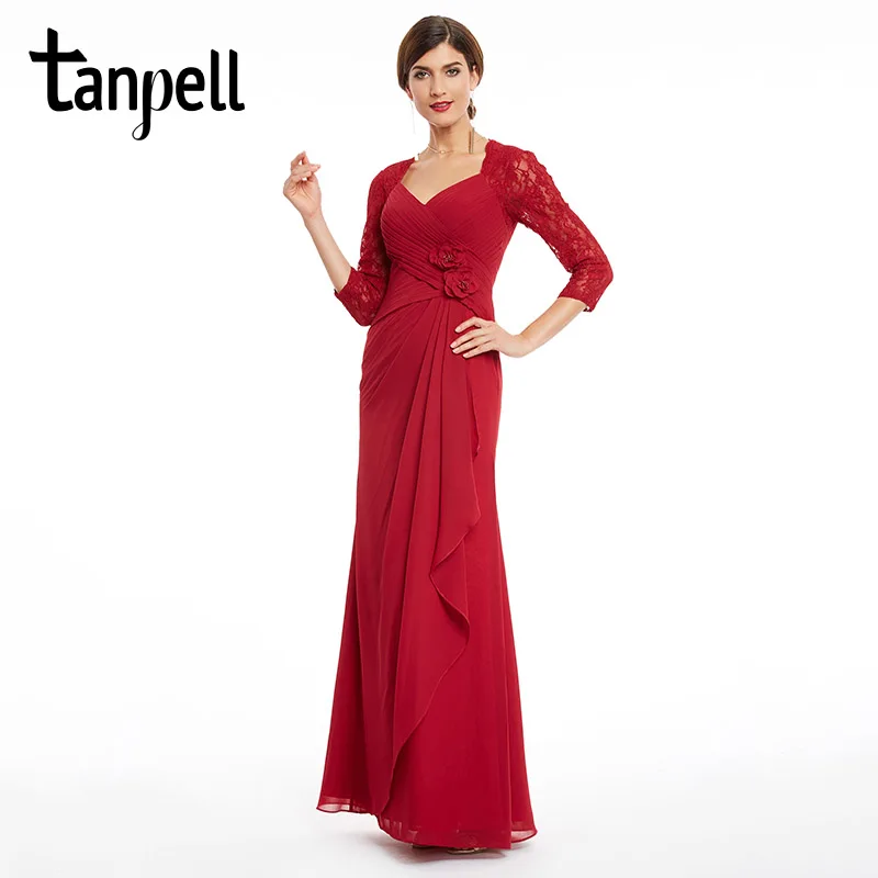Вечернее платье Tanpell с рукавом три четверти v образным вырезом кружевные платья
