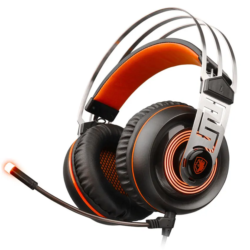 SADES A7 USB 7 1 Шум шумоподавления Игровые наушники С микрофоном Mic светодиодный для