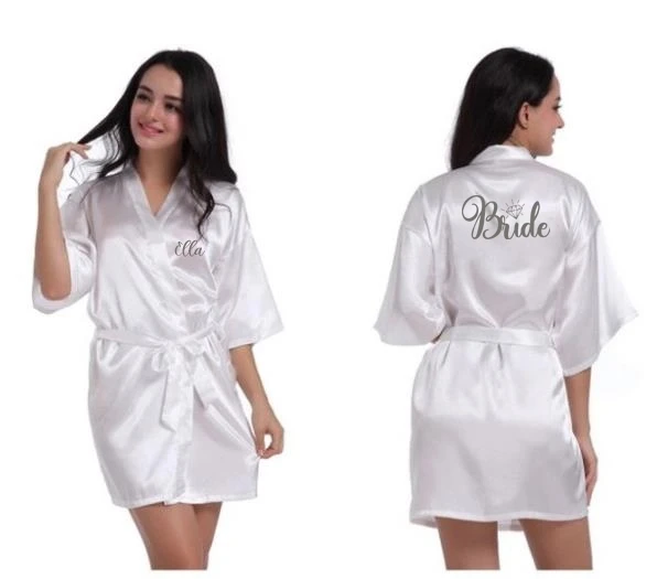 Personalised Satin silk Bride Robe women custom wedding date Peignoir bridesmaid best gift bridal pink shower robes | Дом и сад