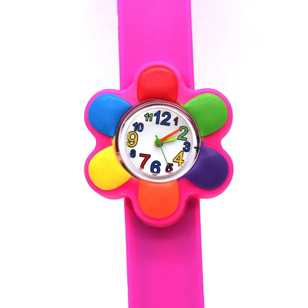Sun flower rose red Детские часы 3d мультфильм игрушки прекрасный подарок аниме потрепанные наручные часы Аниме потрепанные часы силиконовый ремешок Детские Кварцевые часы - Цвет: Sun flower rose red