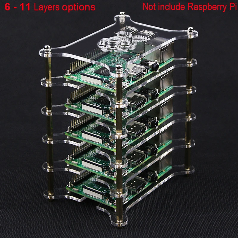 

Raspberry Pi Case 6 - 12 Layer Acrylic Case Transparent Box Holder Board for Raspberry Pi 4 Model B /3B+ /3B
