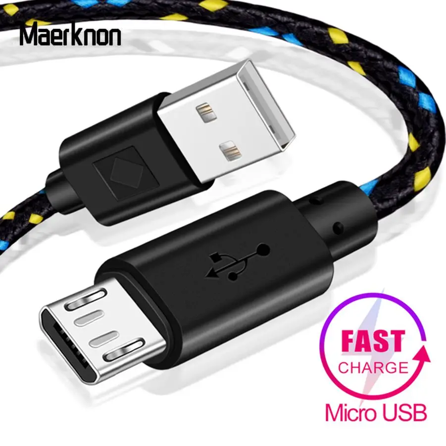 Micro USB кабель 1 м 2 3 Быстрая зарядка нейлон MicroUSB мобильный телефон Android адаптер