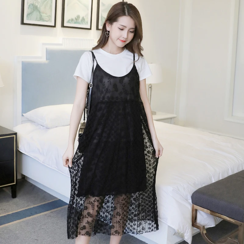 Одежда для беременных летняя одежда из 2 предметов футболка и кружевное