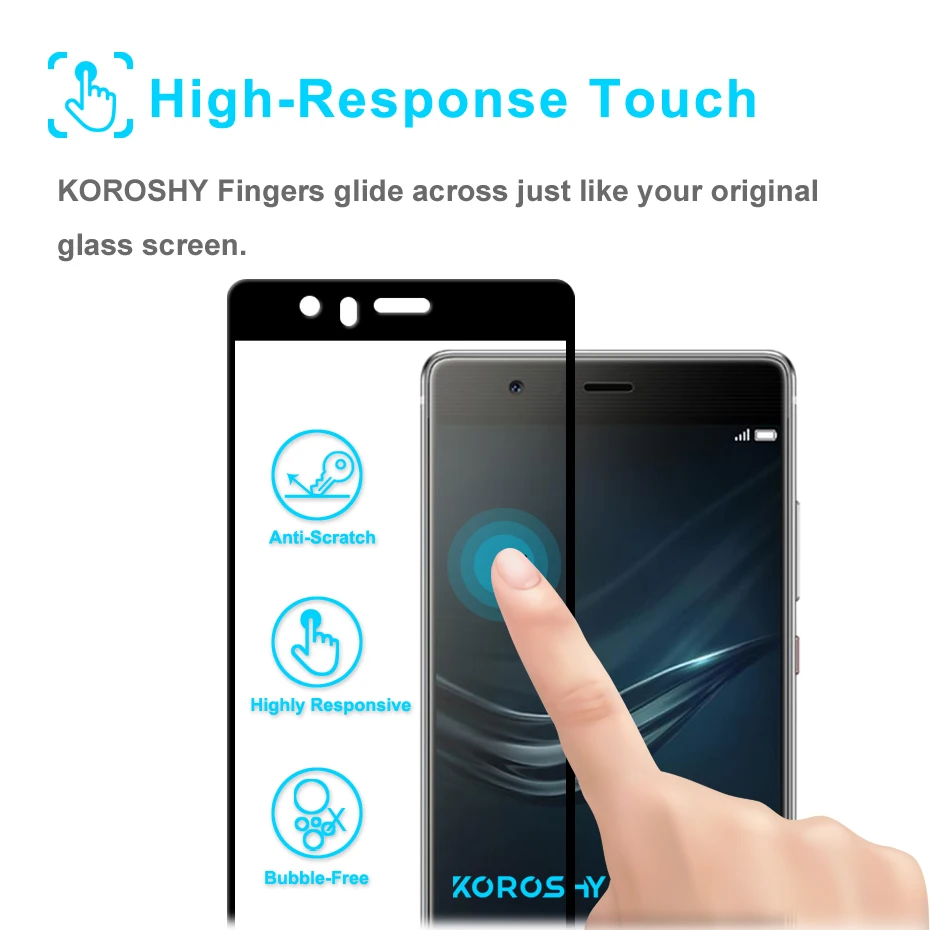Закаленное стекло с полным покрытием корочки 9H для Huawei P9 Plus P9Plus защитная пленка