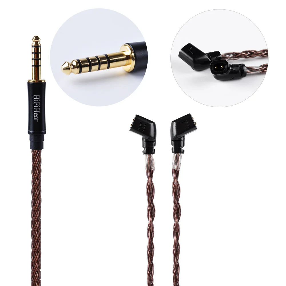 QDC 4.4 HIFIHEAR 16 Core посеребренный кабель 2,5/3,5/4,4 мм сбалансированный кабель для обновления наушников с MMCX/2Pin для плотным верхним ворсом KZ ZST AS10 CCA HQ8 лампа указателя - Цвет: QDC 4.4