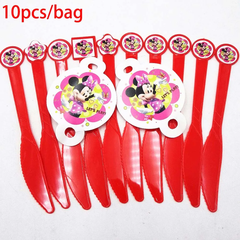 knives 10pcs Дисней вечерние принадлежности Минни Маус девочки дети день рождения украшения набор Микки вечерние принадлежности Детские День рождения партии пакет события - Цвет: knives 10pcs